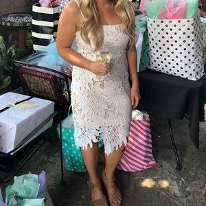 Lulus Resplendence white lace midi dress